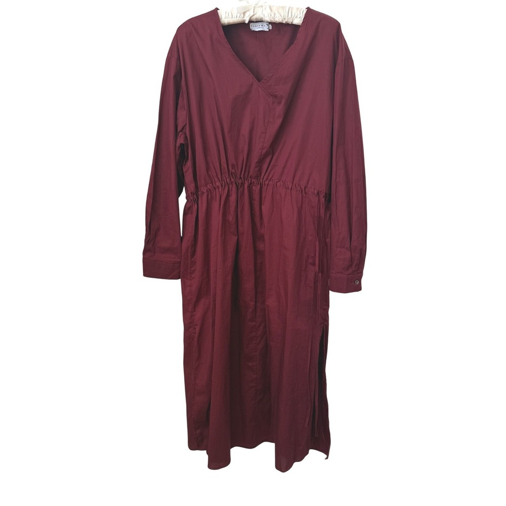 Harshman Belinda Burgundy Tie Cinch Midi Dress 1X